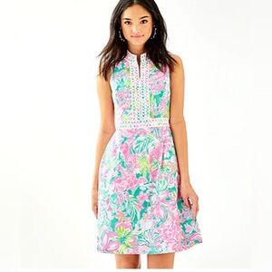 LILLY PULITZER Franci High Collar Dress In Multi Hot On The Scene SIZE 0